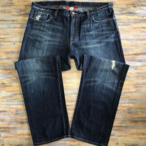 Lucky Brand Jeans Boyfriend Crop Distressed High Rise Blue Womens Size 14/32